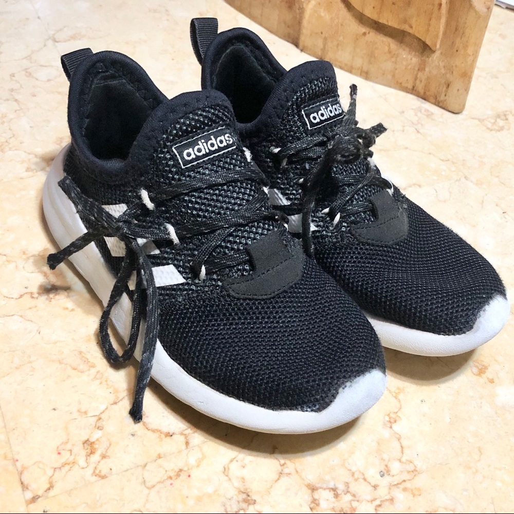 Adidas Kids Black White Running Size 13K Sneakers